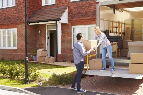 Hackney moving van parked outside residential property