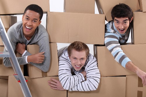 Packed boxes and furniture prepared for storage in Hackney
