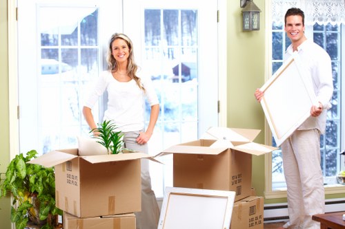 Packed household items prepared for transport in Hackney