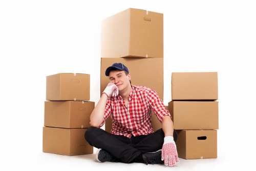 Packed furniture ready for transport during a Hackney move